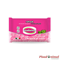 INODORINA Refresh 40 Toallitas Higiénicas Agua de Rosas para Mascotas