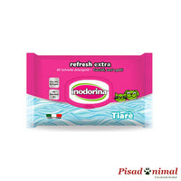 INODORINA Refresh 40 Toallitas Higiénicas Extra Flores de Tiaré (Gardenias)para Mascotas