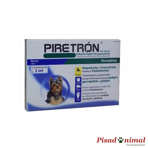 3 Unidades PIRETRON Pipetas Anti Pulgas, Garrapatas y Flebotomos para Perros (<15Kg)