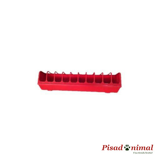 Comedero rojo de plástico para aves
