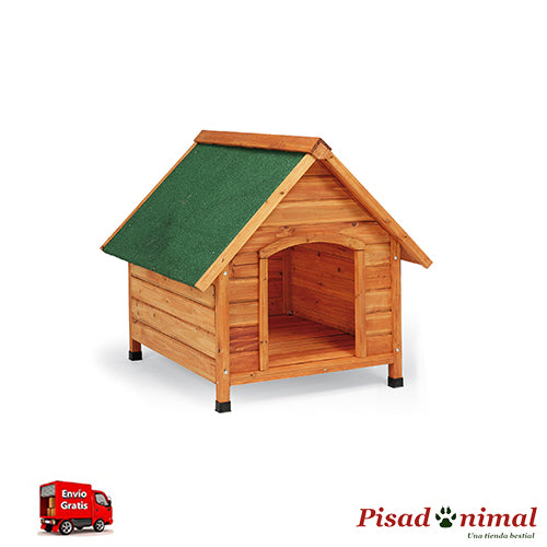Caseta de madera Gaun con techo impermeable a dos aguas para perros
