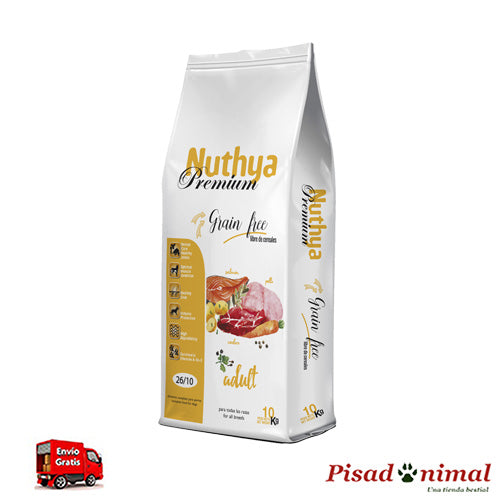 Comida para perros adultos Nuthya Premium Grain Free 26/10 10 Kg