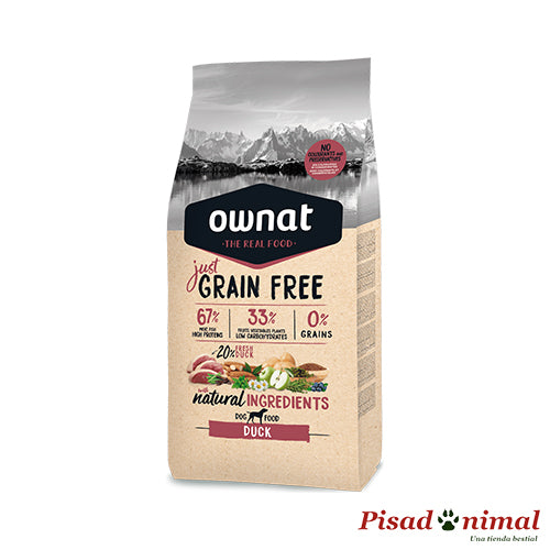 Ownat Grain Free Adult Duck pienso con pato para perros adultos 3Kg