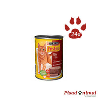Pack de latas de comida húmeda en salsa Purina Friskies Buey&Hígado - 24x400gr