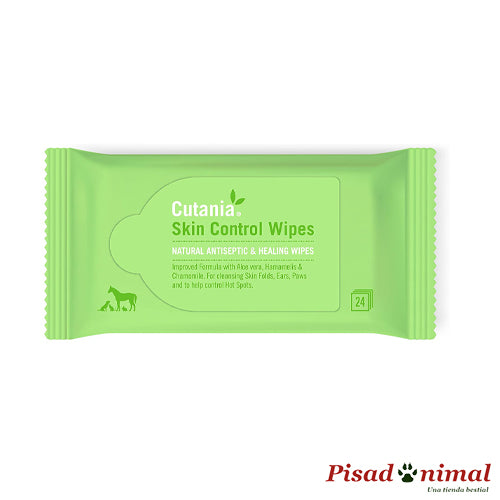 Cutania Skin Control Wipes 24 toallitas para la higiene de perros, gatos y caballos de Vetnova