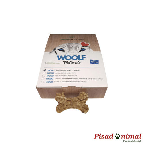 Caja 720 gr de Snack Natural Huesos Ternera y L-Carnitina para perros de Woolf