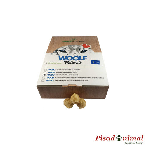 Caja 900 gr de Snack Natural Bolitas Ternera y Pulmón para perros de Woolf