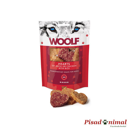 Snacks para perros Corazones de Pollo y Pato 100 gr de Woolf