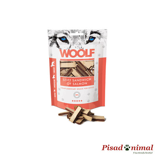 Snack Sándwich de Salmón 100gr para perros de Woolf.